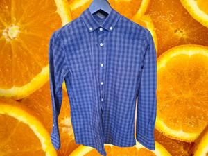 Under 5'10" (U-510) Light Weight 2 Tone Blue‎ Check Button Dwn XS